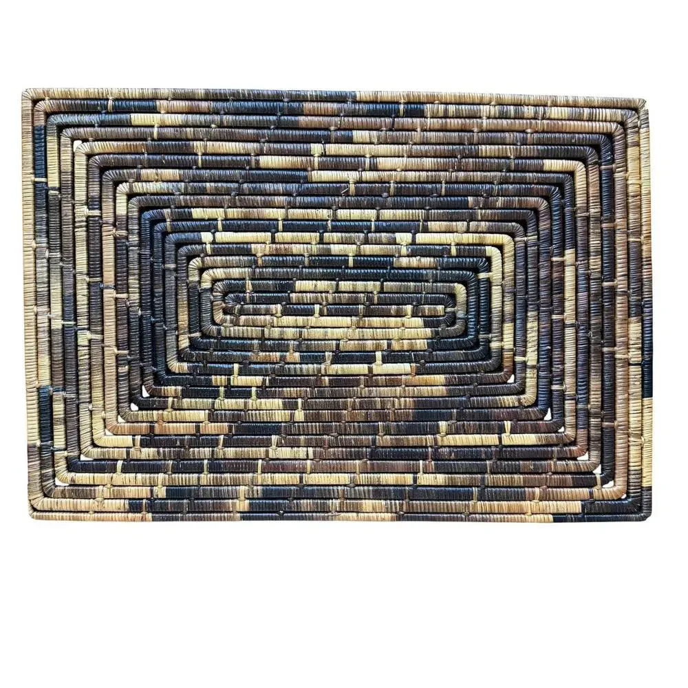 Set 4 Brown Rattan Woven Rectangular Placemats Table Dining Decor Kitchen Boho